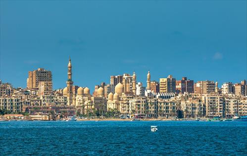 EGYPT Panoramic View of Alexandria harbor